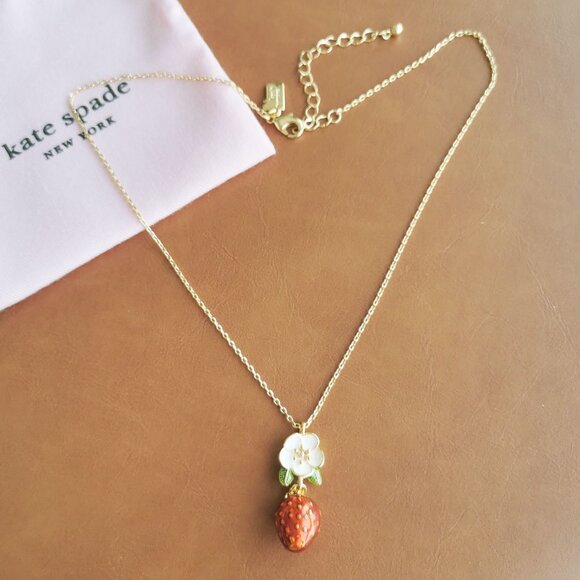 Kate Spade Picnic Perfect Strawberry Gold Necklace - Picture 3 of 4